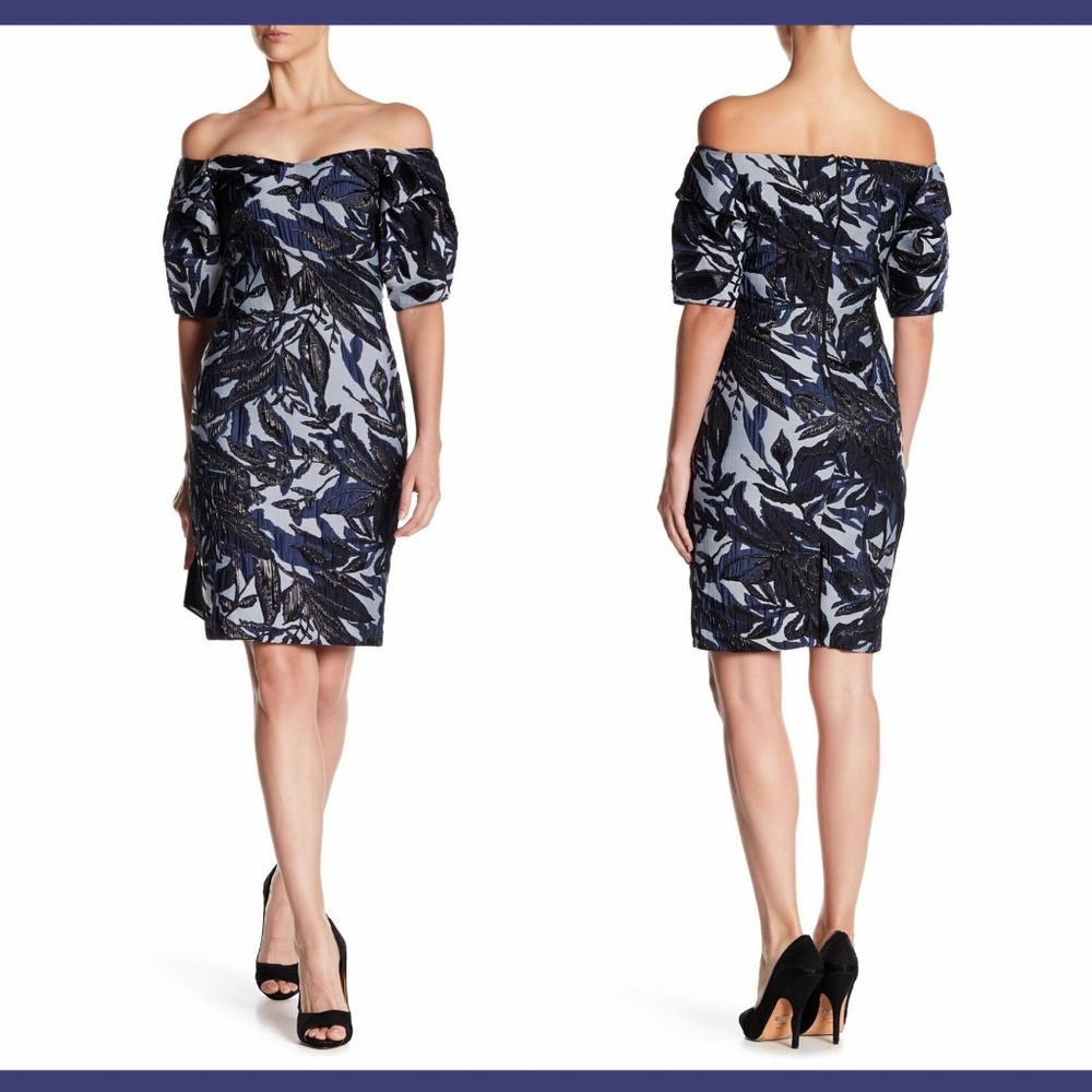 NEW! Alton Gray Off-the-Shoulder Jacquard Patterned Dress‎ [ SZ 4 ]